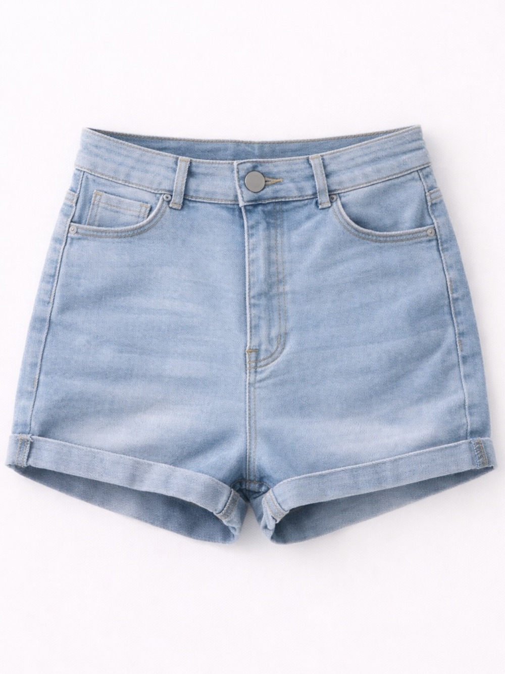 SHEIN Blue High Waisted Ripped Denim Shorts 6 Stretch Cuffed Y2K